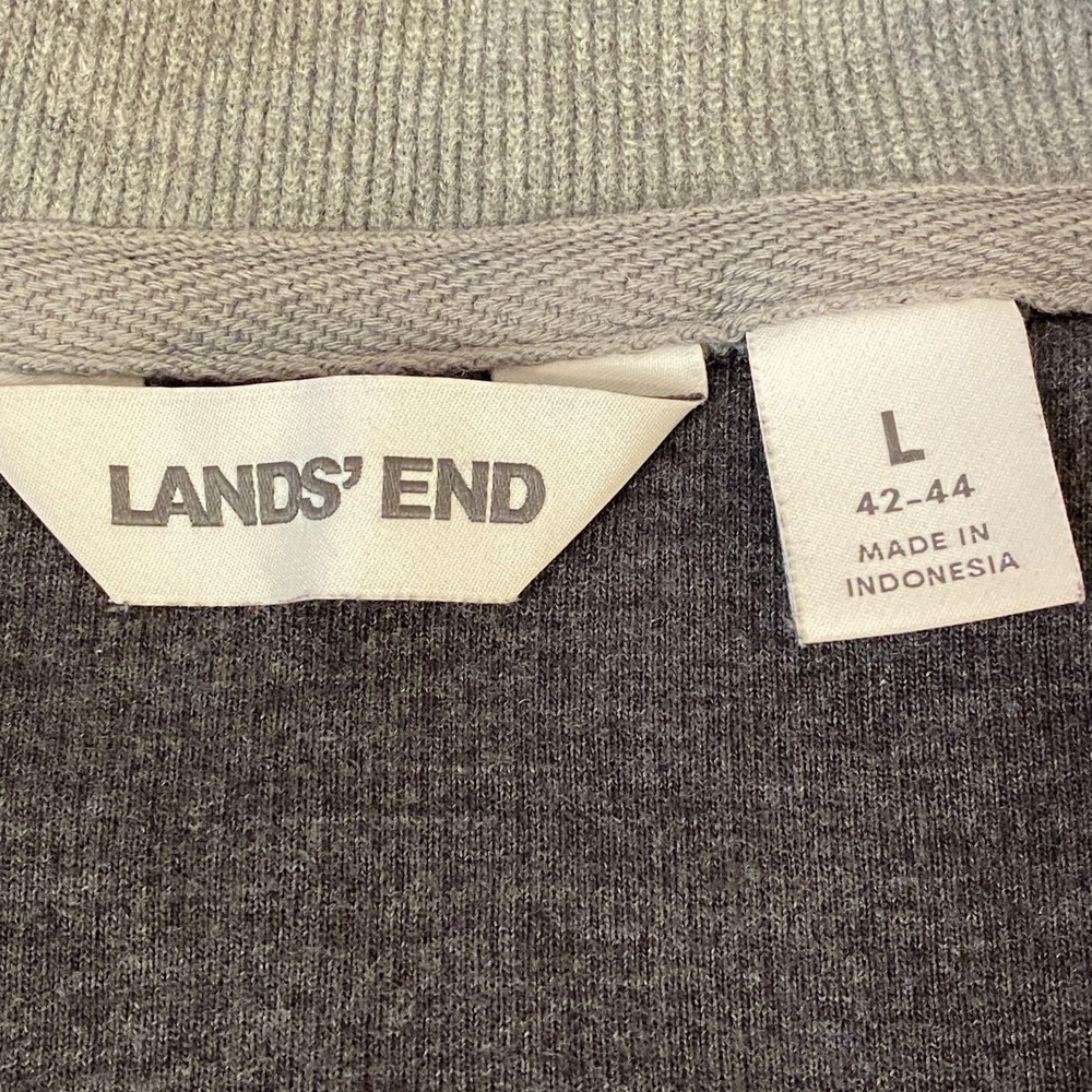 Lands End Mens Quarter Zip Pullover Sweater Charcoal Gray Heather Large L 42-44 - Picture 3 of 10